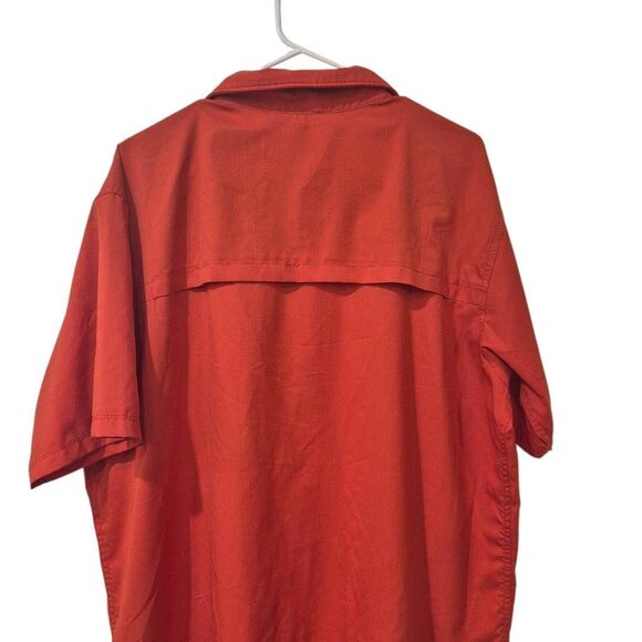 Columbia Men's Dark Orange Red Polyester Button Down Outdoor Quick Dry Ventilate - Picture 4 of 11